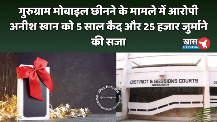 गुरुग्राम मोबाइल छीनने के मामले में आरोपी अनीश खान को 5 साल कैद और 25 हजार जुर्माने की सजा