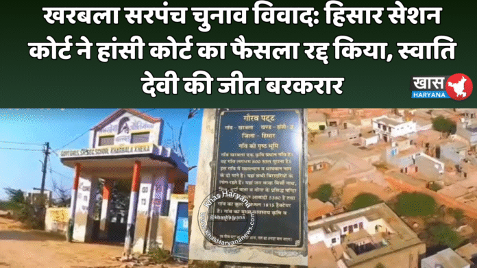 खरबला सरपंच चुनाव विवाद: हिसार सेशन कोर्ट ने हांसी कोर्ट का फैसला रद्द किया, स्वाति देवी की जीत बरकरार