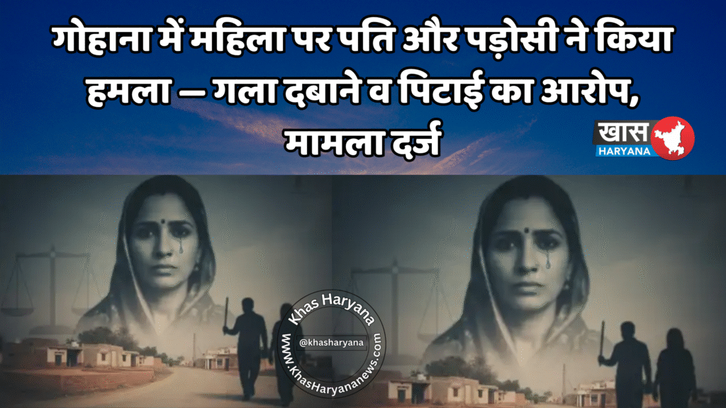 गोहाना में महिला पर पति और पड़ोसी ने किया हमला — गला दबाने व पिटाई का आरोप, मामला दर्ज