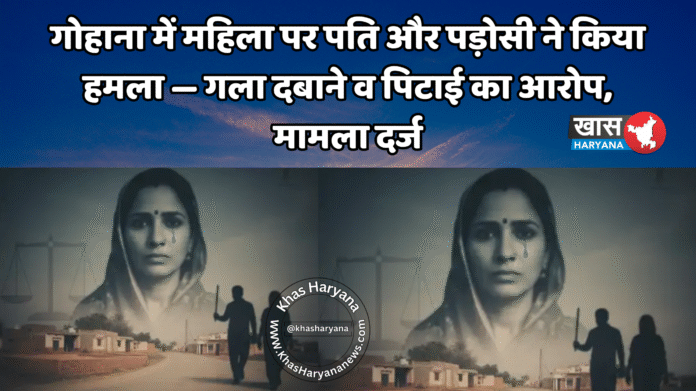 गोहाना में महिला पर पति और पड़ोसी ने किया हमला — गला दबाने व पिटाई का आरोप, मामला दर्ज